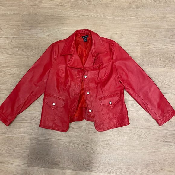 Cami Red Genuine Leather Jacket - Picture 2 of 7